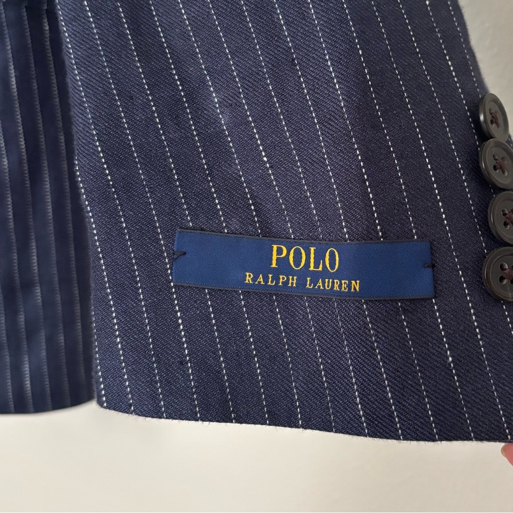 Ralph Lauren Navy Linen Pinstripe Suit Jacket - Picture 11 of 16